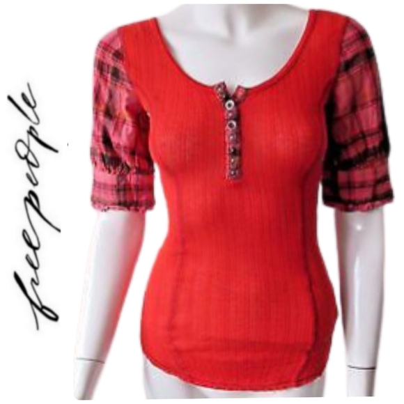 Free People Tops - Free people Anthro flannel sleeves top
